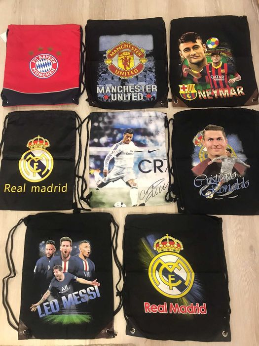 Футболни мешки на различни футболни отбори и футболисти