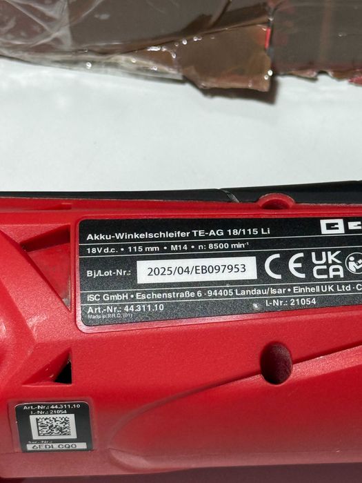 Polizor unghiular fara fir Einhell PXC TC-AG 18/115 Li (defect)