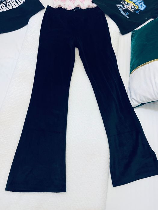 Compleu fete: pantaloni negri evazați Teranova 165 cm +3 tricouri