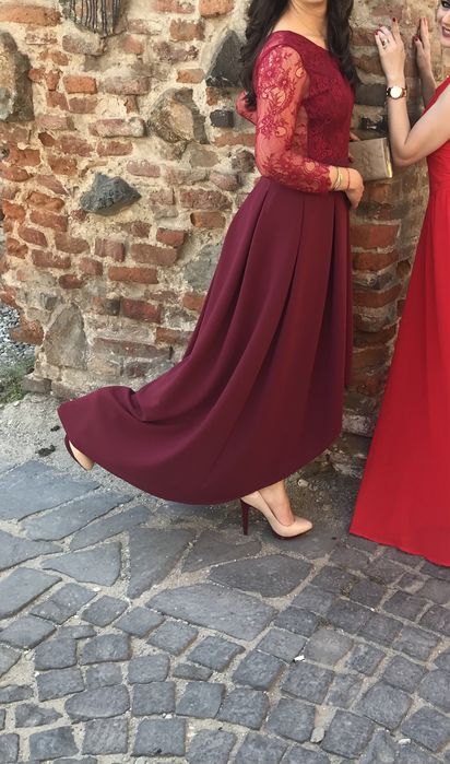 Rochie visinie lunga, de ocazie, cu dantela