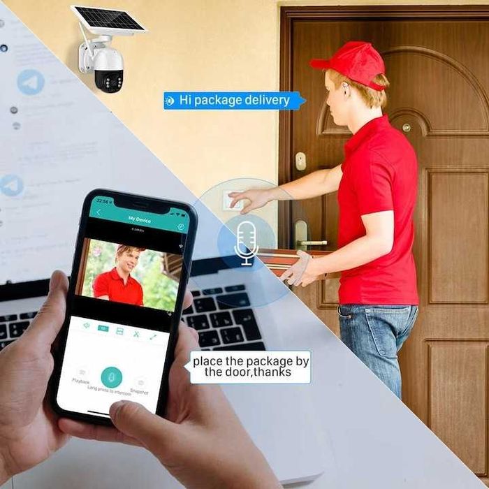 Соларна камера 4G SIM, Full HD1080p+5 MP+10X Zoom, 9W соларен панел