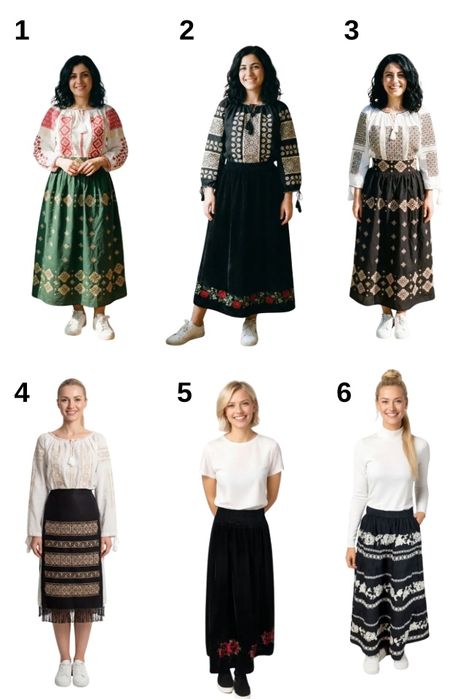Fustă tradițională românească, stil popular, bumbac, nouă 2026