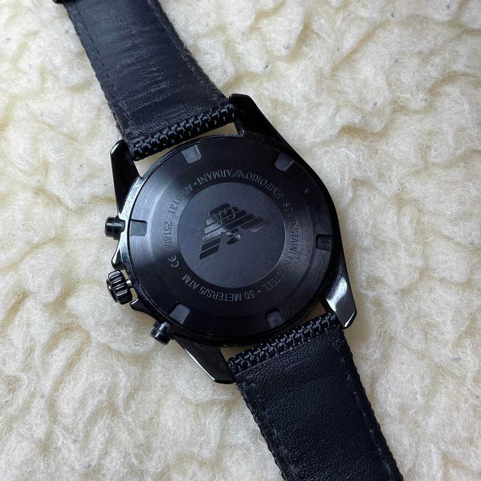 Emporio Armani watch мъжки часовник черна кожена каишка Армани