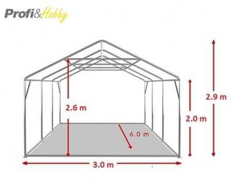 Шатра 3X6 м PROFESSIONAL - 50мм тръби, 100% водоустойчив PVC 550 гр/м2