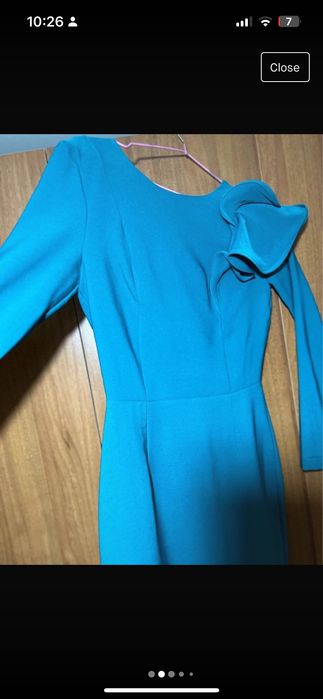 Rochie turquoise mâneca lunga