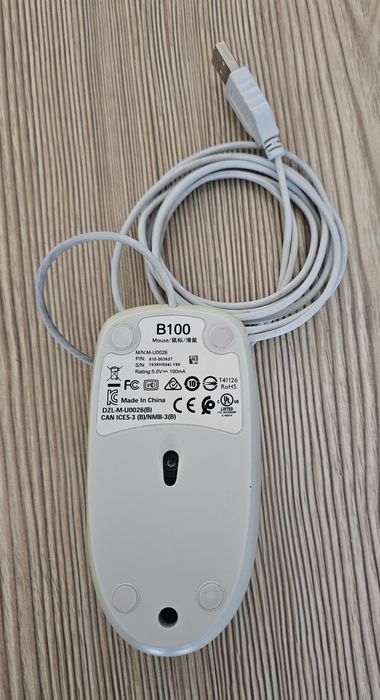 Мишка Logitech B100, Бяла