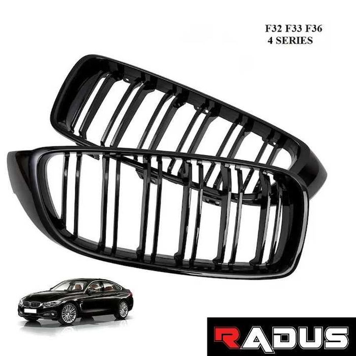 Grile Duble pentru BMW Seria 4 F32, F33, F36, 2013 - 2017 Negru Lucios