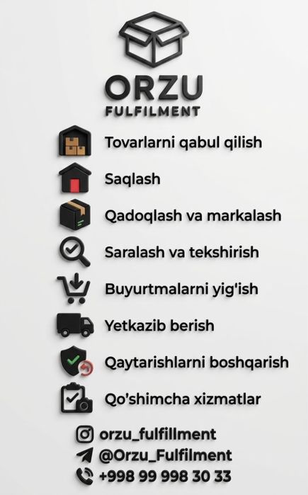 Fulfilment  — Uzum va Yandex Market uchun фулфилмент. Upakovka