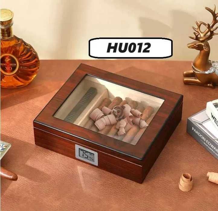 Хумидор за пури кутия от кедрово дърво влагомер Светло кафяв махагон