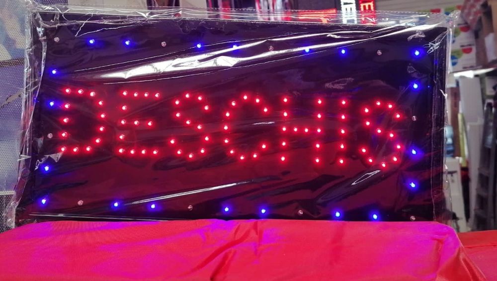 Panou Publicitar Reclama luminoasa LED Inchis Deschis Caffe magazin mixt non stop frizerie 50x25 cm