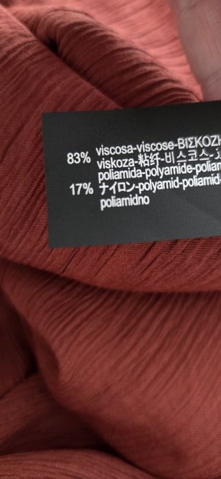 Pantaloni largi cu eșarfă Zara,cărămizi,material vascoza,marimea S noi,cu eticheta