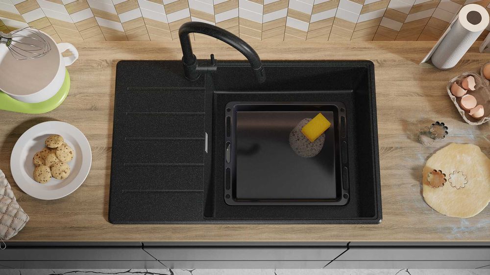 Графит кухненска мивка от гранит Копенхаген 780x500 Top 60