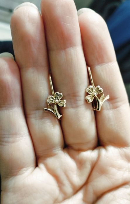 Золотые серьги Цветочки 583 пробы