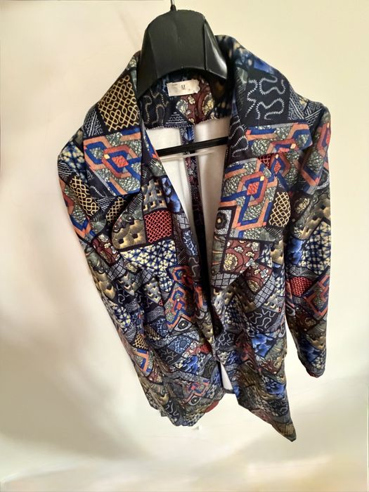 Trenci multicolor din lână și cașmir, cu cordon în talie – M/L
