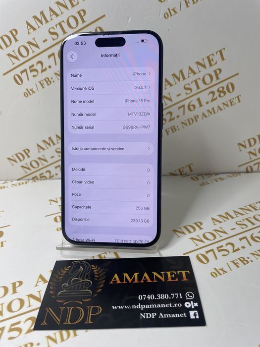 NDP Amanet Braila Iphone 15 Pro 256gb (45577)