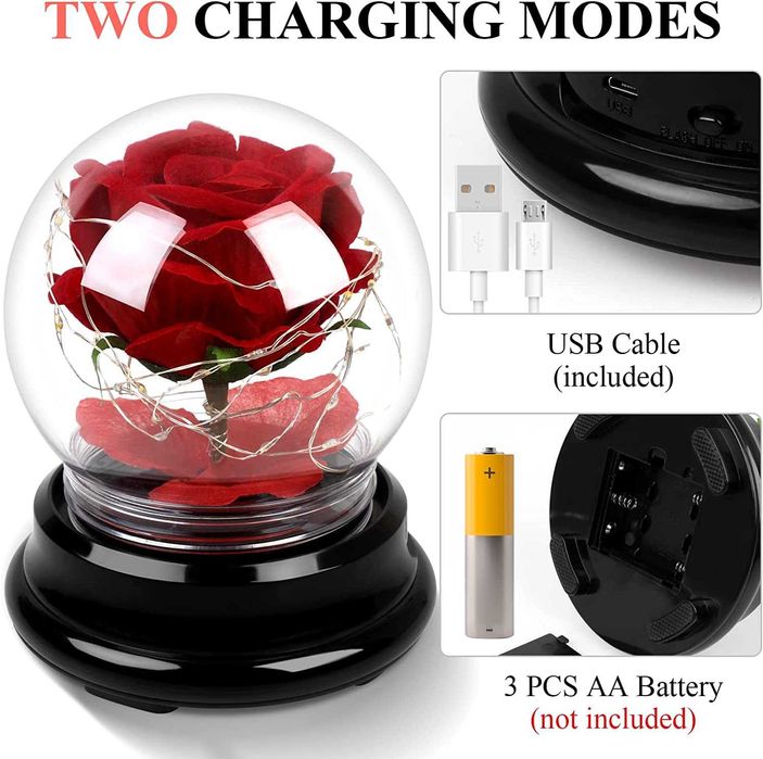 Нова роза LED светлини кутия Подарък за жена приятелка гадже Годишнина