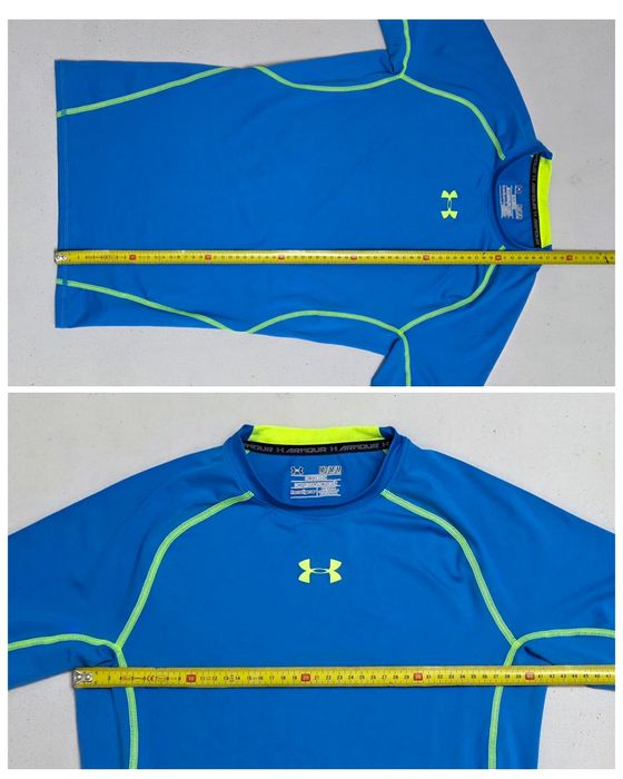Under Armour, tricou compresiv cu mânecă scurtă UA HeatGear Blue Jet, ptr. bărbați, mărimea M