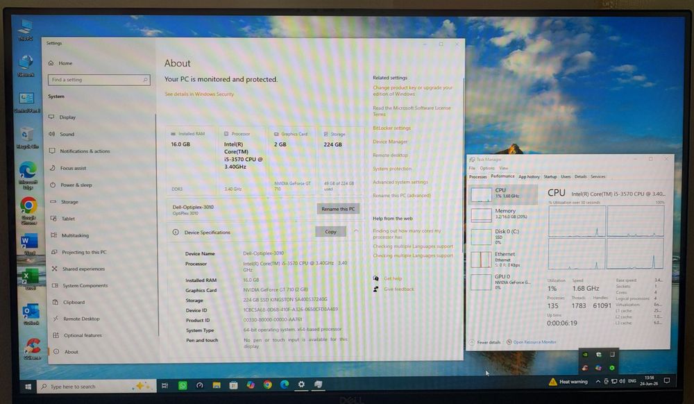 DELL OptiPlex 3010 , I5 3570 , 16gb ram, Video GT710 2gb, SSD 240gb