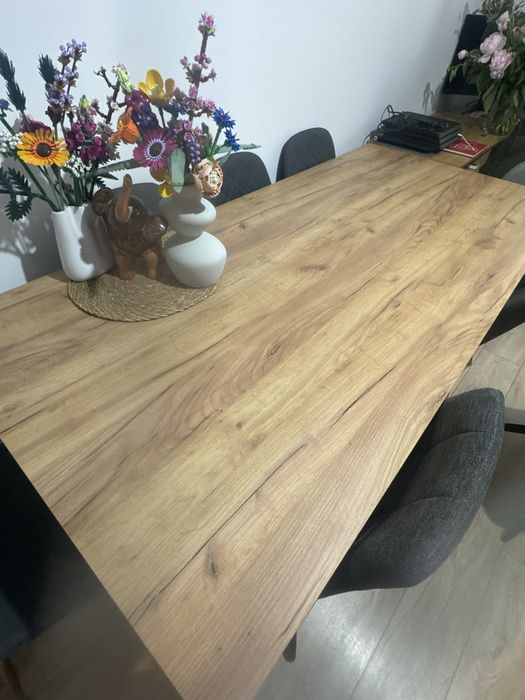 Masă 90x160 stejar sălbatic închis, vine cu cele 2 extensii