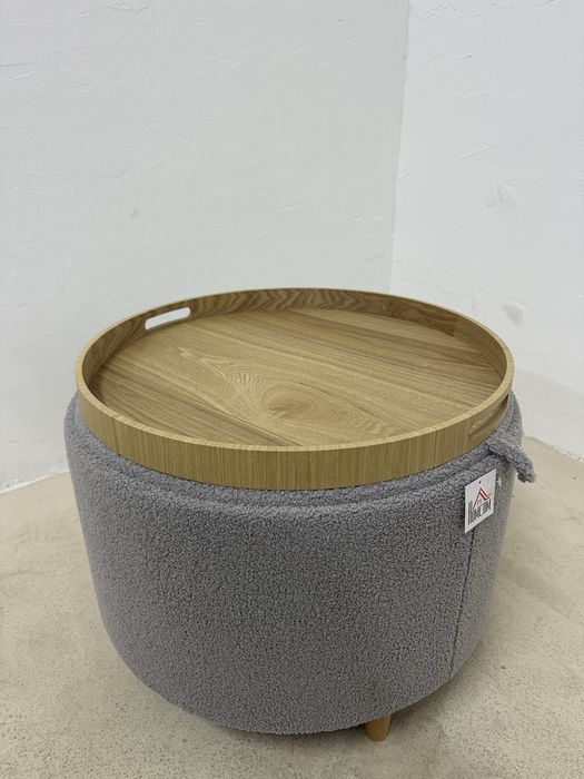 Тапицирана табуретка HOMCOM, плюшено полар, скрито място за съхранение