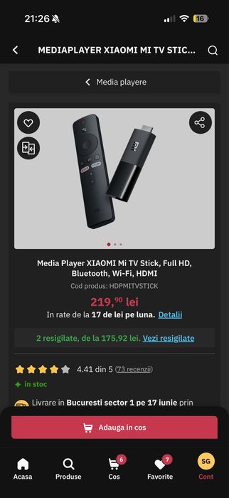 Vand televizor si stick smart