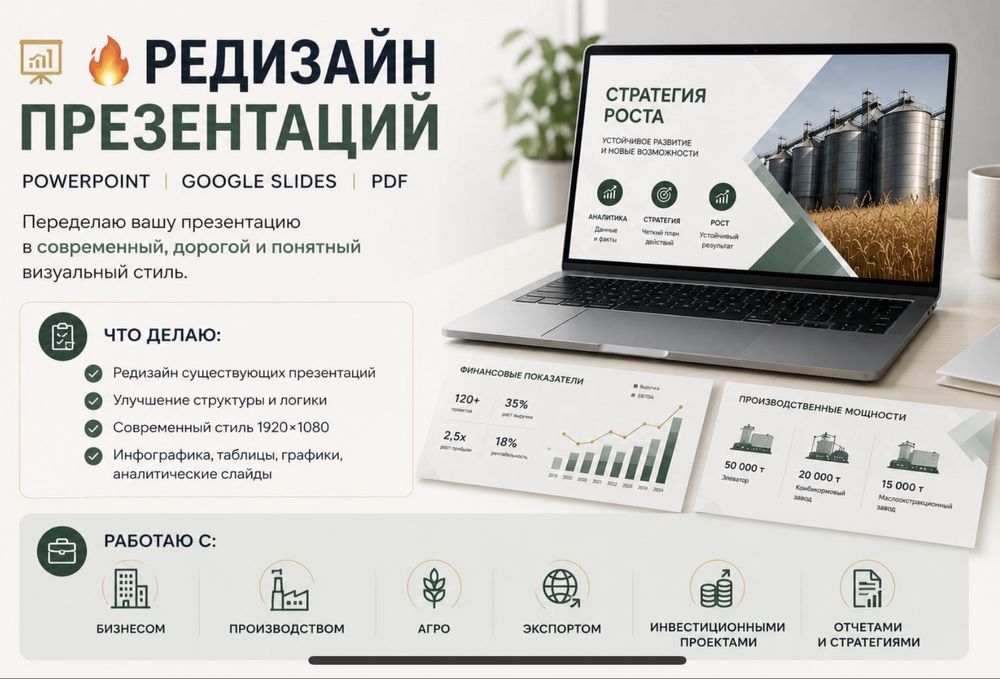 Редизайн презентация PowerPoint | Google slides | PDF
