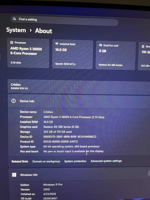 Vand PC Gaming | Ryzen 5 5600x | 16GB RAM DDR4 3200mhz | RX 580 8GB | SSD 512 M.2