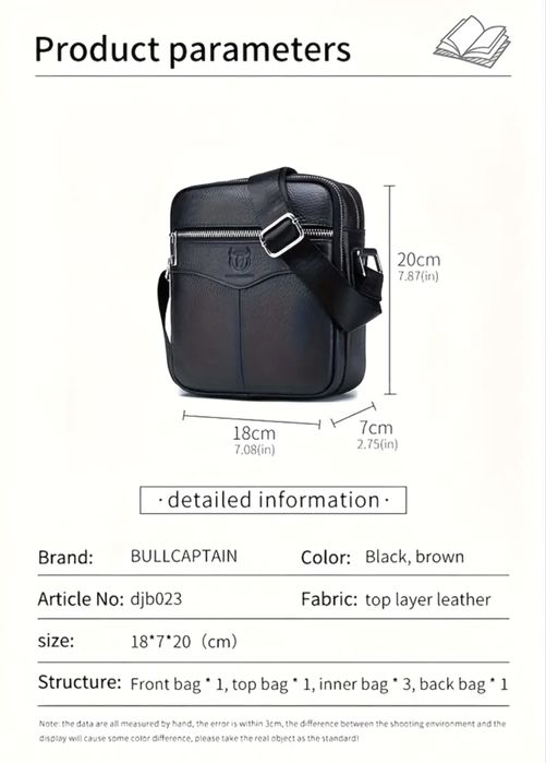 Мъжка стилна,бутикова кожена чанта /Черна естествена кожа -9% Промоция