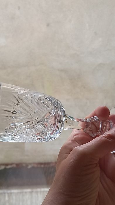 Vand set 5 pahare cristal masiv Bohemia noi nefolosite cu picior