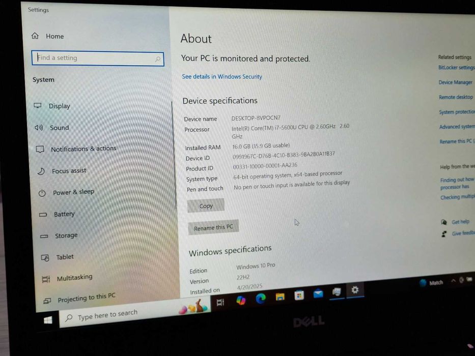 Лаптоп Dell Latitude E7450/ 16GB RAM / i7 5600U, 2.6Ghz / GeForce 840M