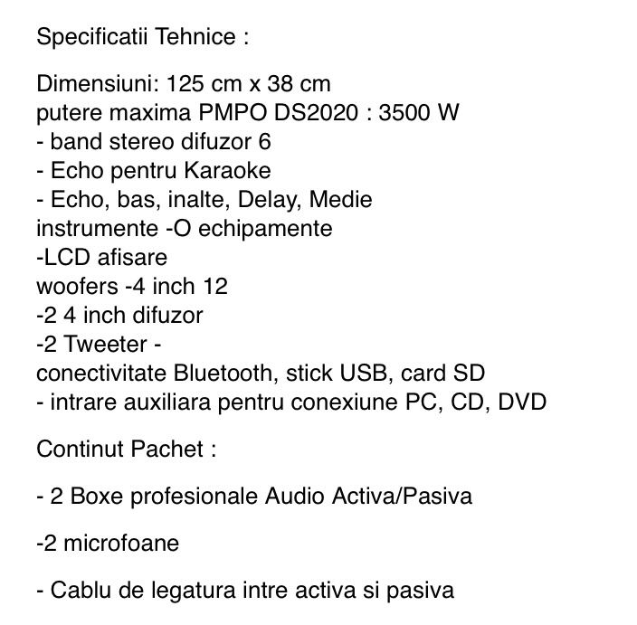 Boxe vlliodor (activa+pasiva) cu bloetooth