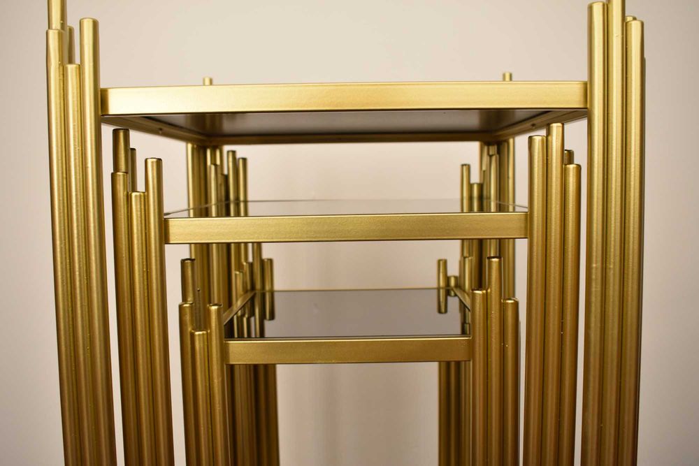 Set mese sticla 3in1 auriu, sticla neagra format patrat LIVRARE GRATIS