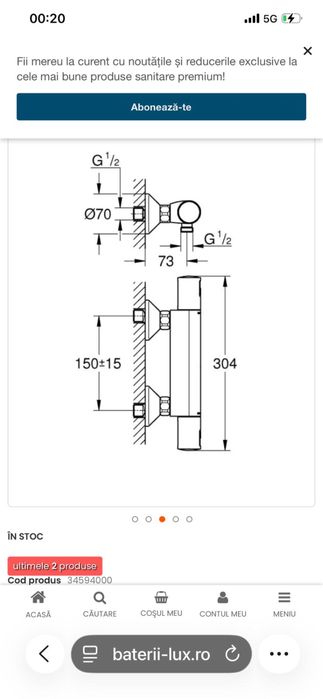 Baterie dus Grohe si Handsgrohe cu termostat noi Germania