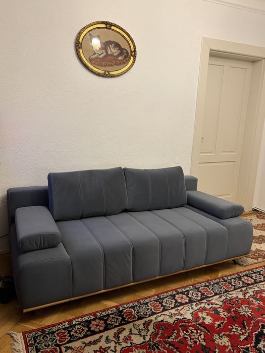Canapea modernă gri-albăstrui, stare excelentă