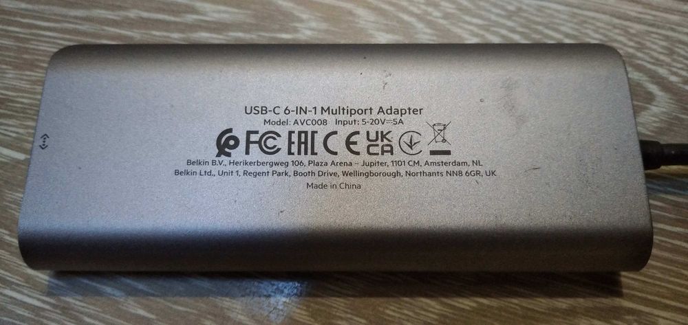 HUB Belkin Dongle laptop MAC AVC008