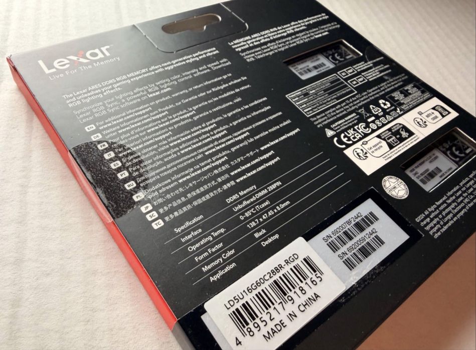 Kit RAM Lexar DDR5 32GB 6000MHz CL28 2X16GB RGB Ares Nou, Garantie!