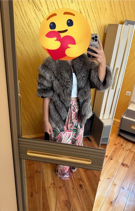 Дамско палто с естествен косъм