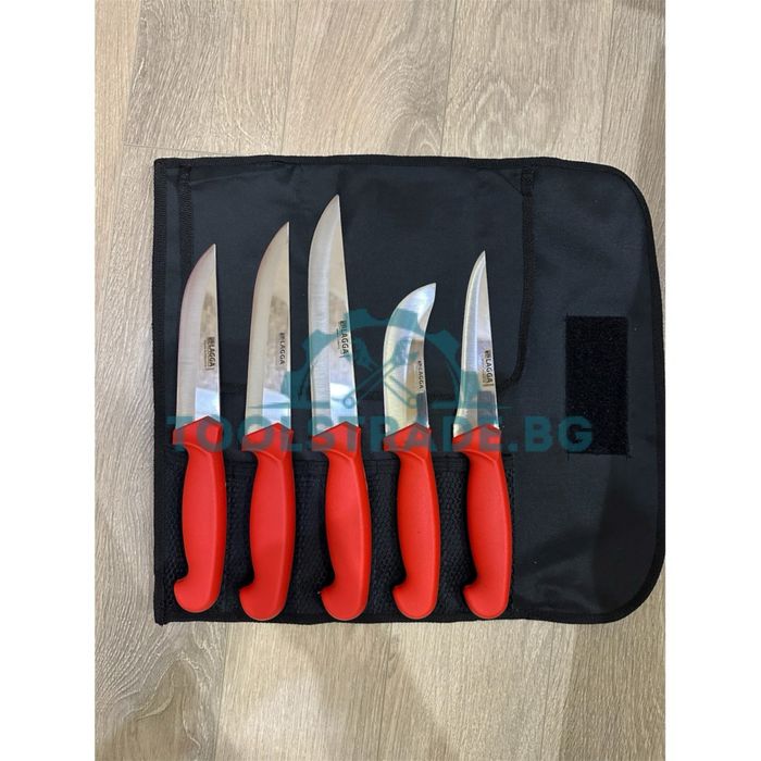 Професионални турски месарски ножове комплект в калъф 5 броя