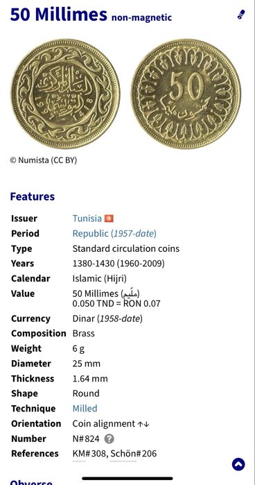 Moneda 50 Millimes (1983)