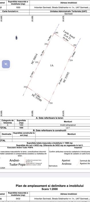 Teren intravilan Dumbrava și Săvinești