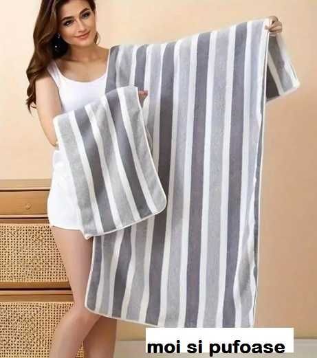 Set prosoape moi si pufoase ,pe gri si maro