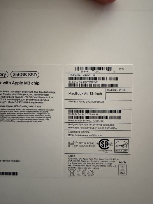 Macbook Air  M3 100%