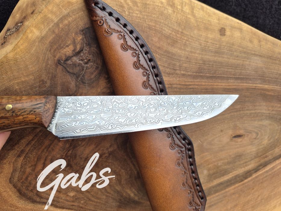 Ловен нож дамаска стомана LN439,фултанг с кожена кания