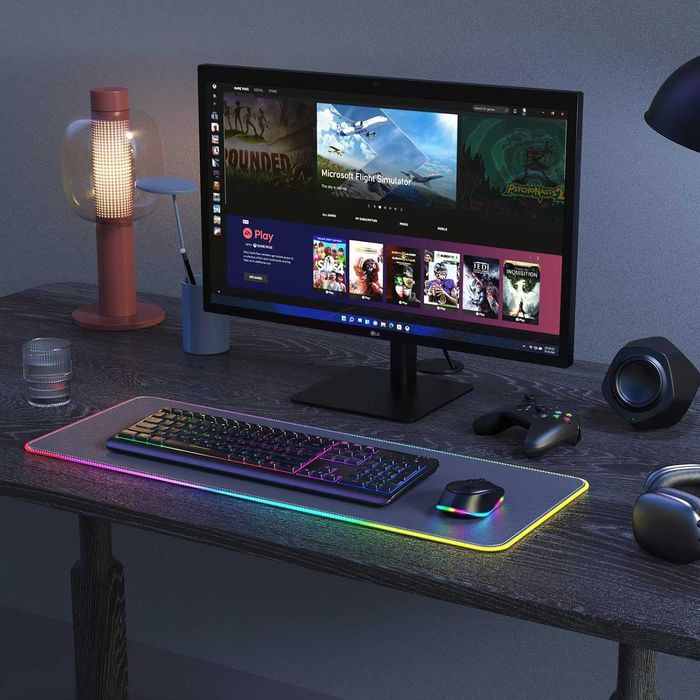 Set tastatura si mouse wireless RGB, QWERTZ german, USB
