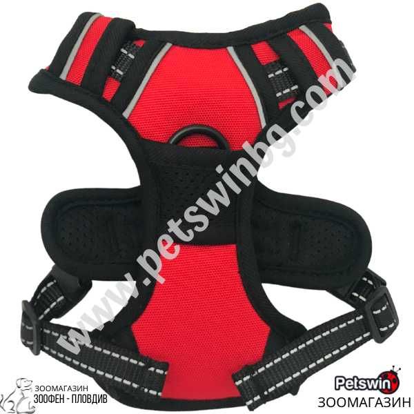 Нагръдник за Куче- с Дръжка- XS, S, M, L, XL- Черен/Червен-Pro No Pull