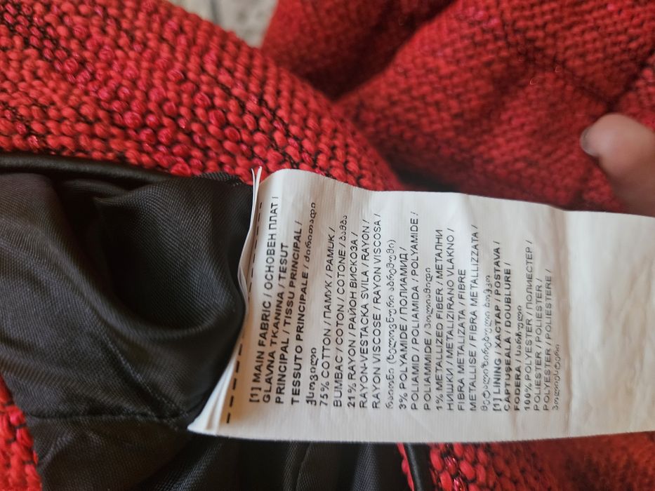 Стилна червена рокля Dika памучен туид р-р 36/S