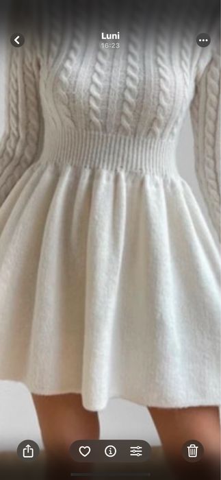 Rochie alba , noua , masura S , usoara din tricot