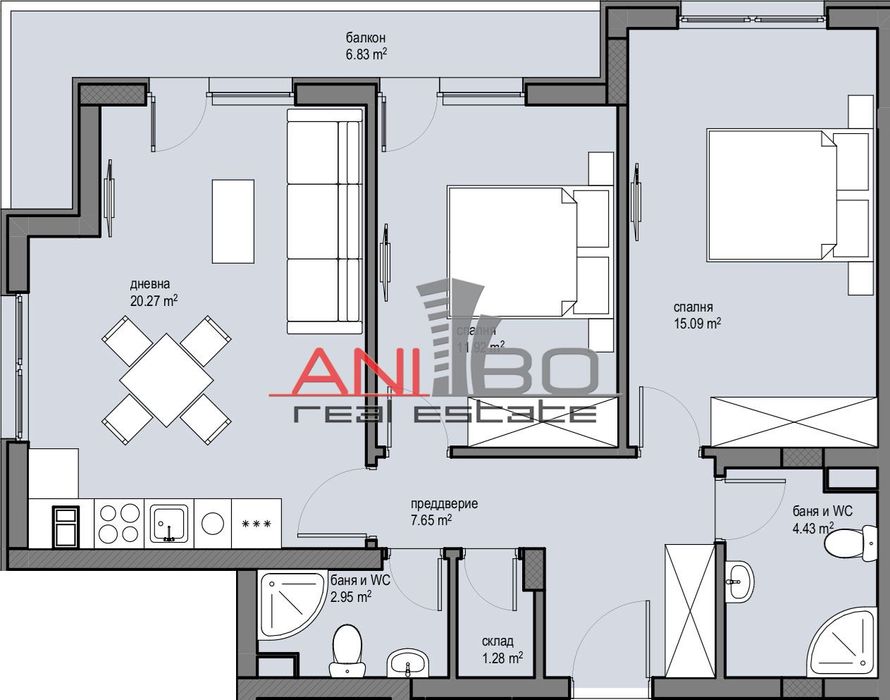 Продава се Тристаен апартамент в София, Красна поляна 1 - 95 кв.м за 991 €/кв.м - Снимка #2
