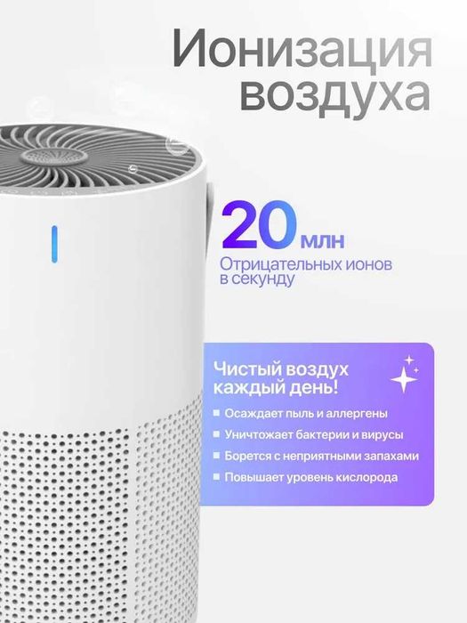Mini havo tozalagich ionizatsiya bilan, HEPA filtr, 22 dB