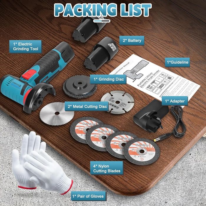 Мини Акумулаторен Ъглошлайф (Ръчна Шлайфмашина) с две батерии и кутия